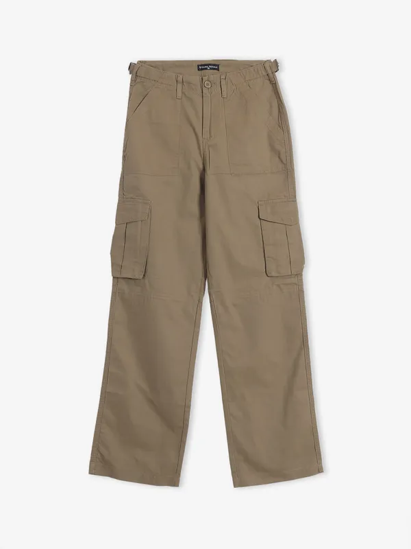 GLOBAL REPUBLIC solid khaki cargo jeans