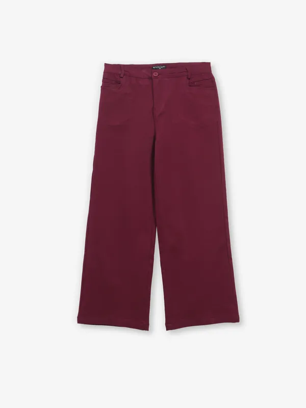 GLOBAL REPUBLIC solid wine cotton pant