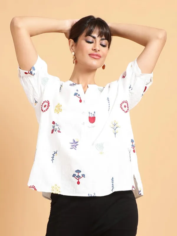 GLOBAL REPUBLIC white printed top