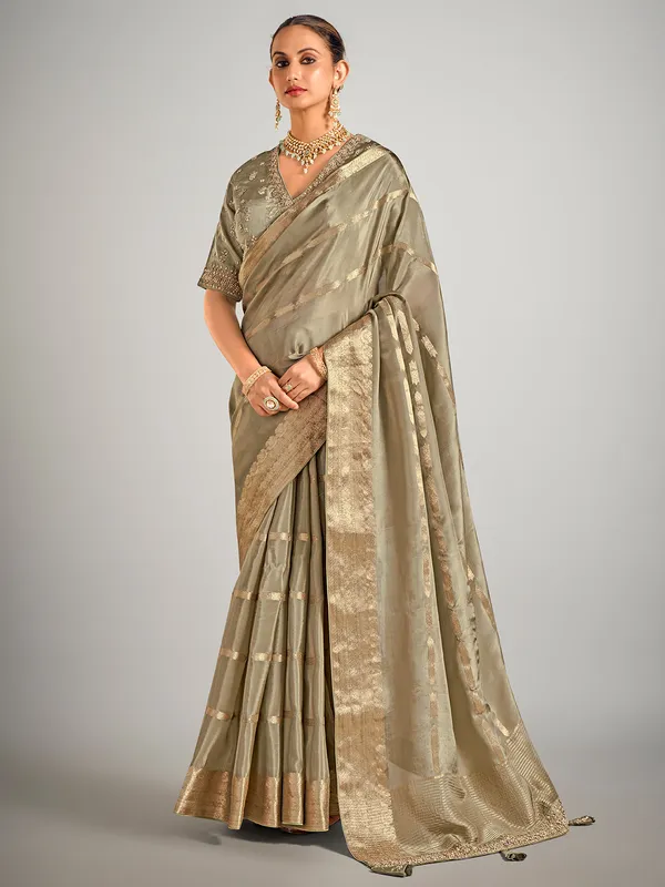 Pastel pista green dola silk saree