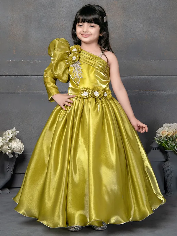 Golden silk frock for girls