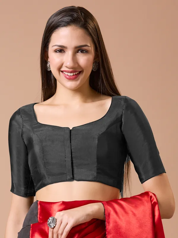 Gorgeous black sikl ready made blouse