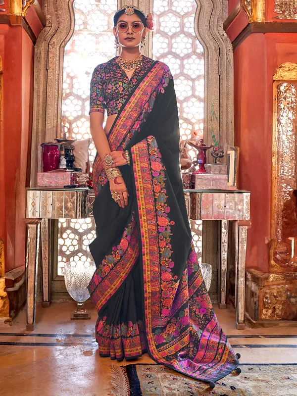 Gorgeous black viscose saree