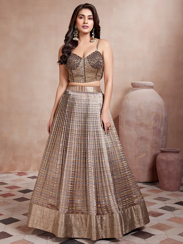 Gorgeous brown silk lehenga choli for wedding
