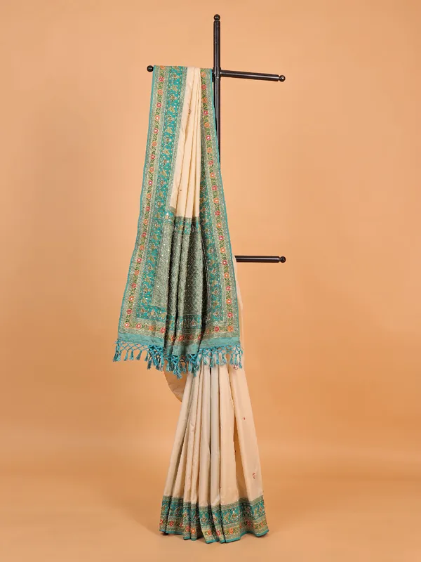 Gorgeous cream art silk saree