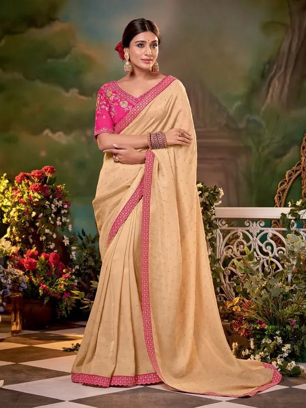 Gorgeous cream georgette saree