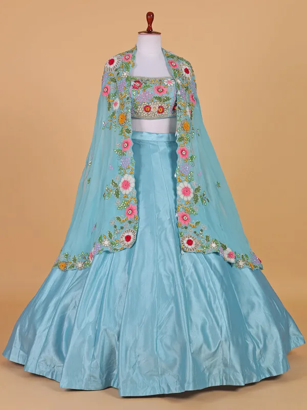 Gorgeous light blue silk lehenga choli