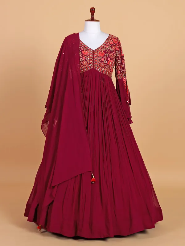 Gorgeous maoon anarkali suit
