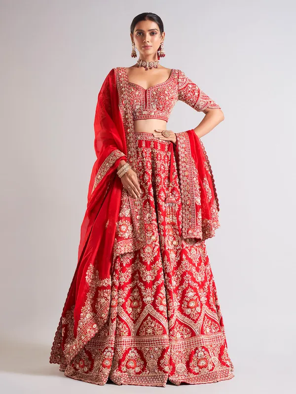 Gorgeous maroon raw silk lehenga choli