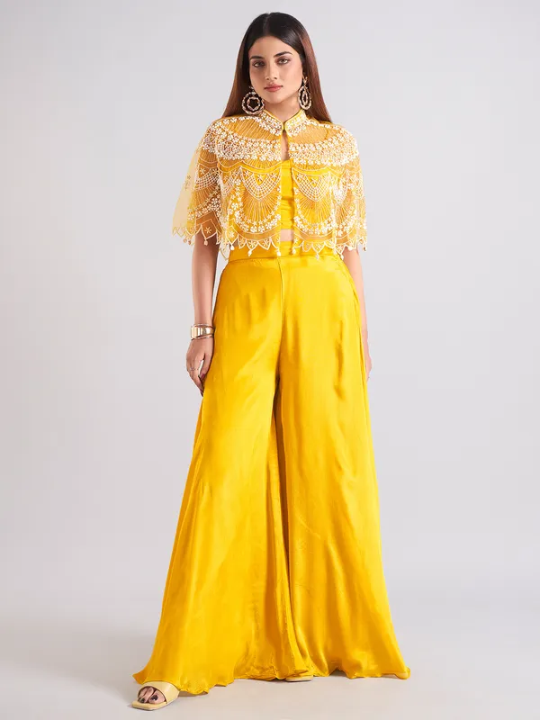Gorgeous mustard yellow palazzo salwar suit