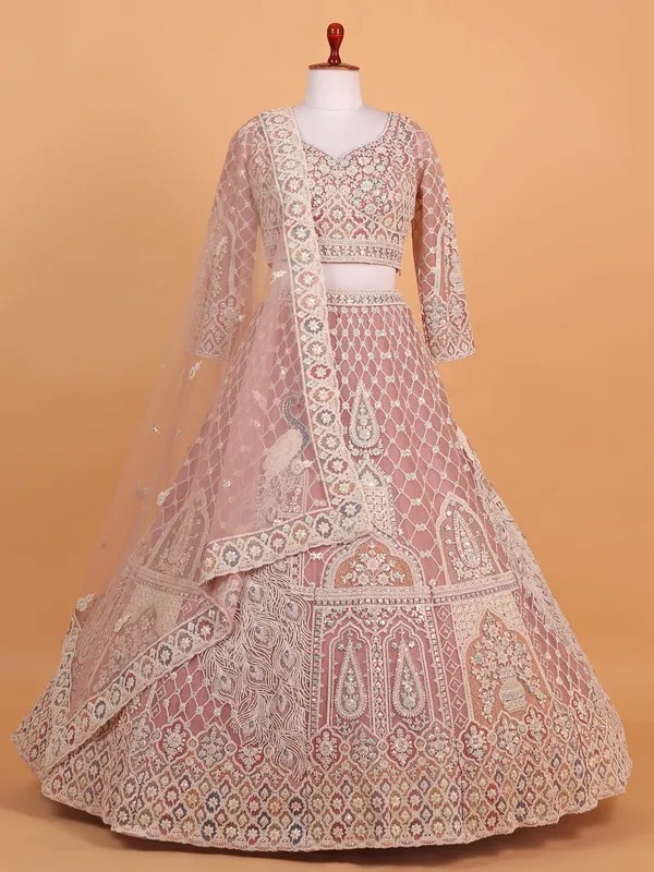 Gorgeous onion pink lehenga choli in net