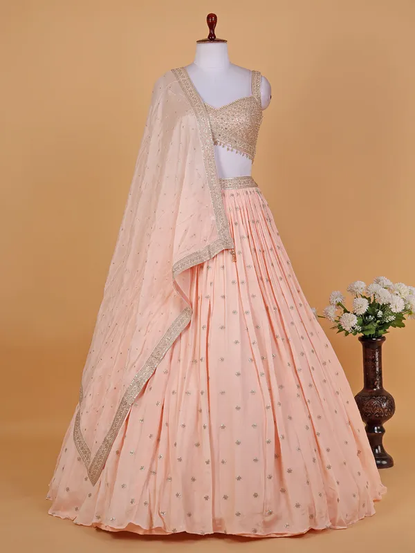 Gorgeous peach lehenga choli with dupatta