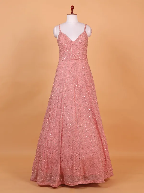 Gorgeous pink georgette anarkali suit