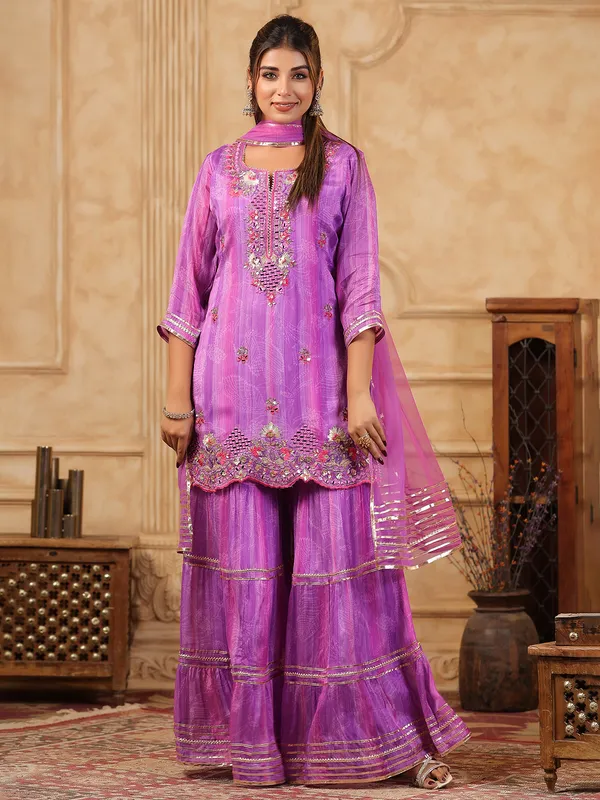 Gorgeous purple silk salwar salwar suit