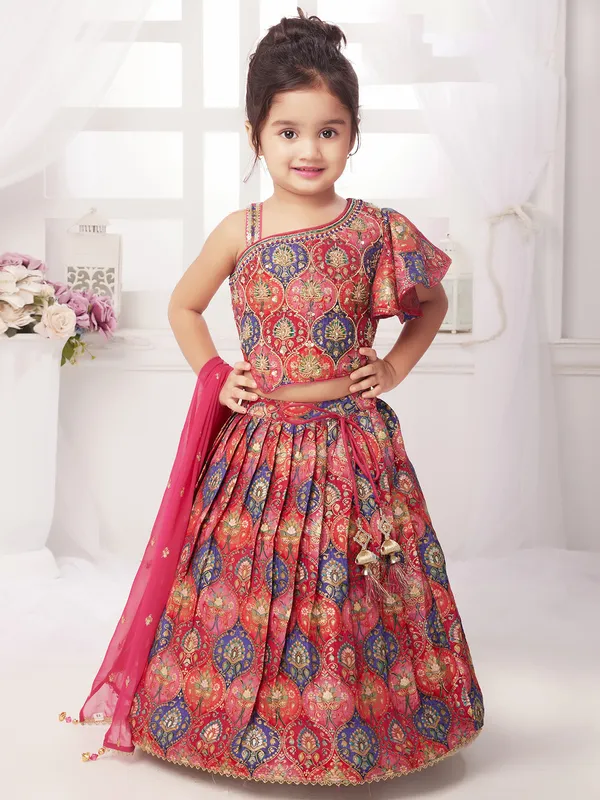 Gorgeous red cotton silk  lehenga choli with dupatta