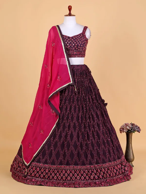 Gorgeous wine georgette lehenga choli