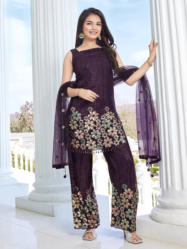 Gorgeous wine georgette salwar suit