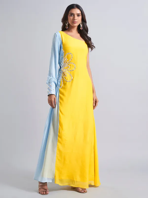 Gorgeous yellow designer silk salwar suit