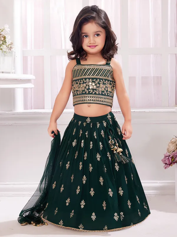 Gorgous bottle green georgette lehenga choli