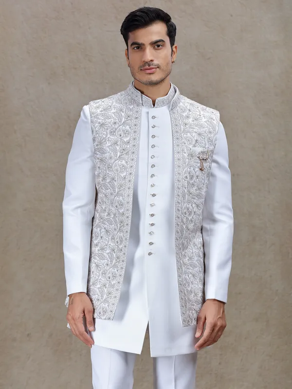 Graceful off-white indowestern for weddings