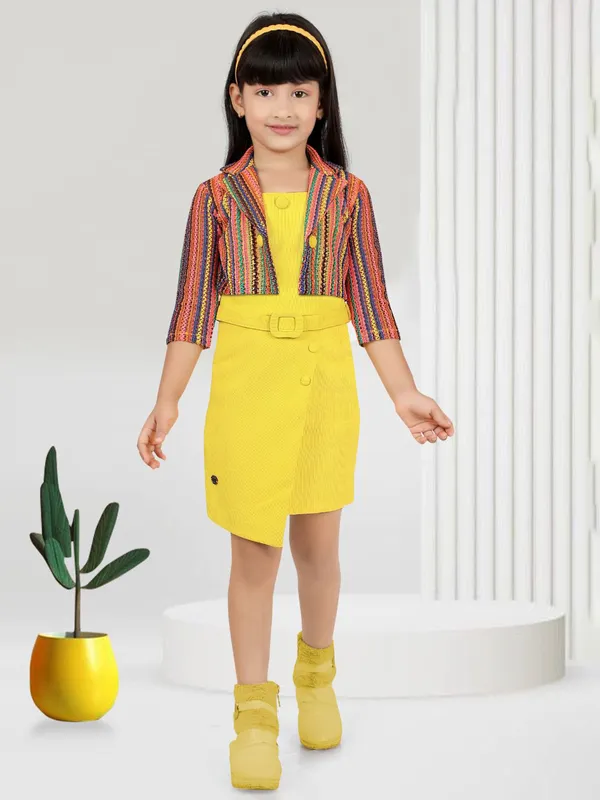 Great looking yellow terry rayon frock for girls