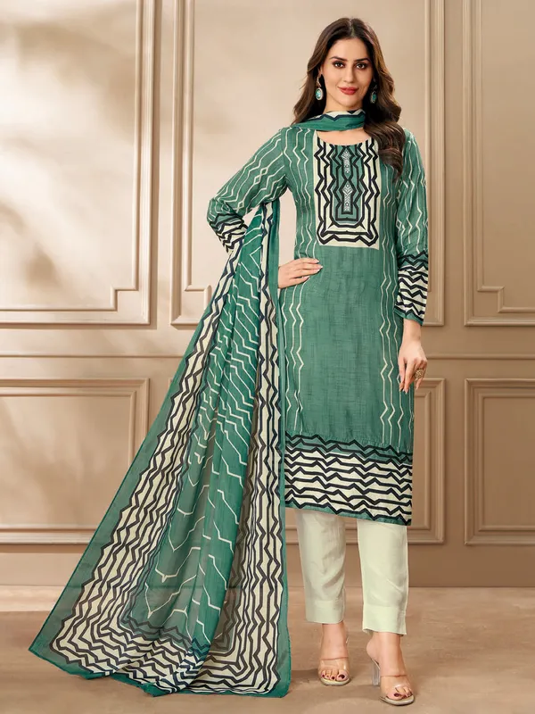 Green dola silk printed salwar suit