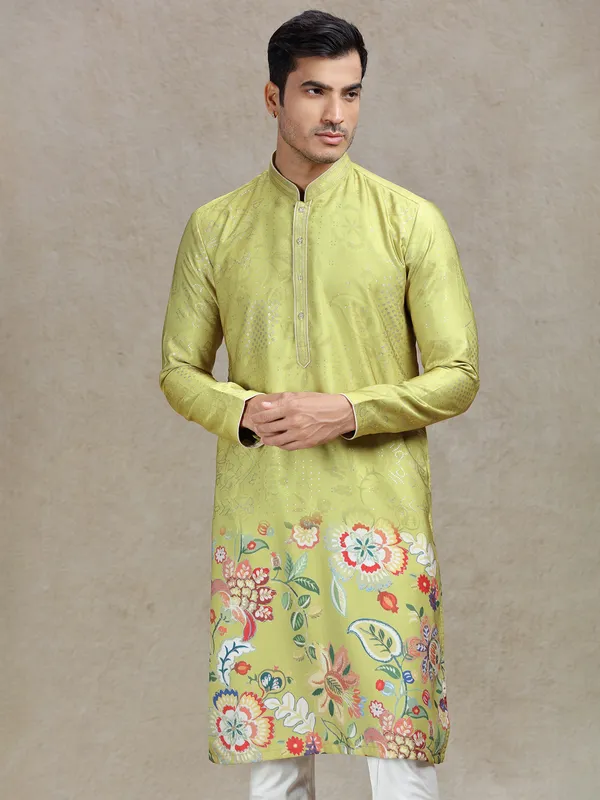 Green kurta set subtle sophistication in tussar silk