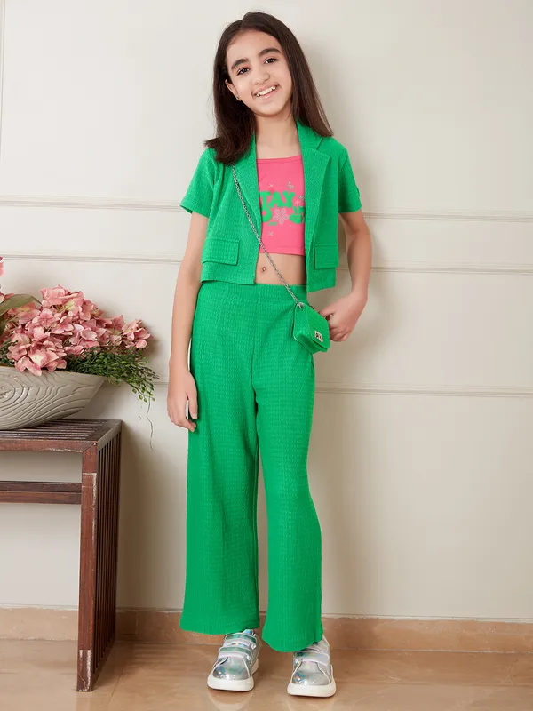 Green lycra jacket style co ord set