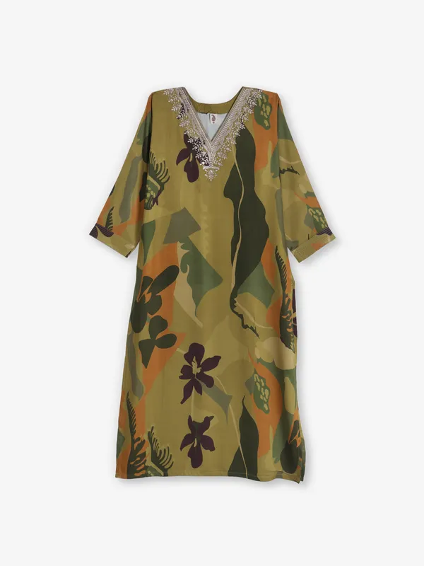 Green printed cotton kurti for daily wear