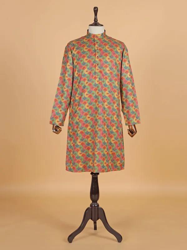 Green printed kurta suit for festive