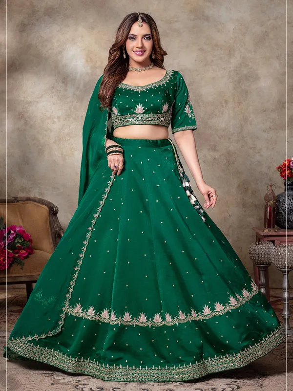Green silk lehenga choli for mehendi