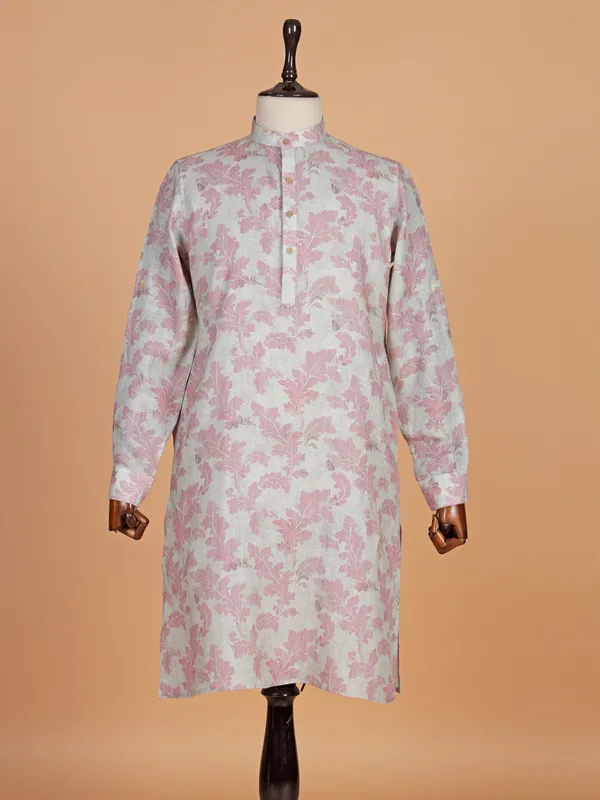 Grey cotton kurta with print