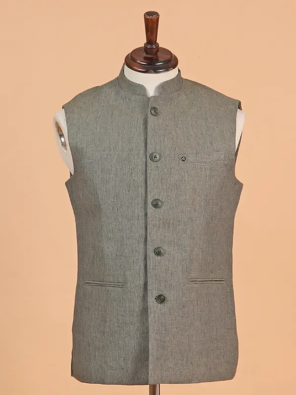 Grey terry rayon waistcoat for men