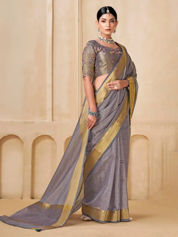 Grey viscose saree for festive wear
