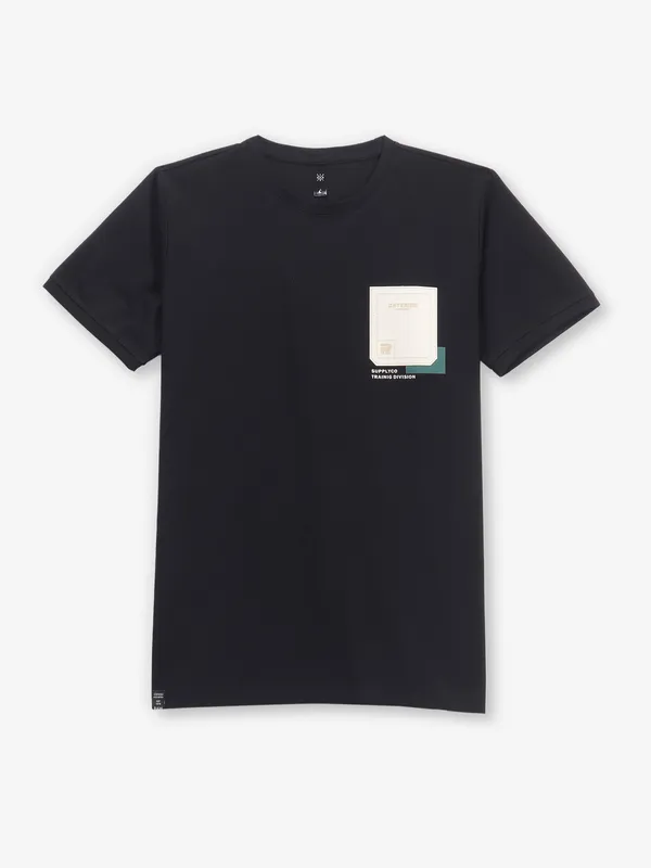GS78 black cotton casual t-shirt
