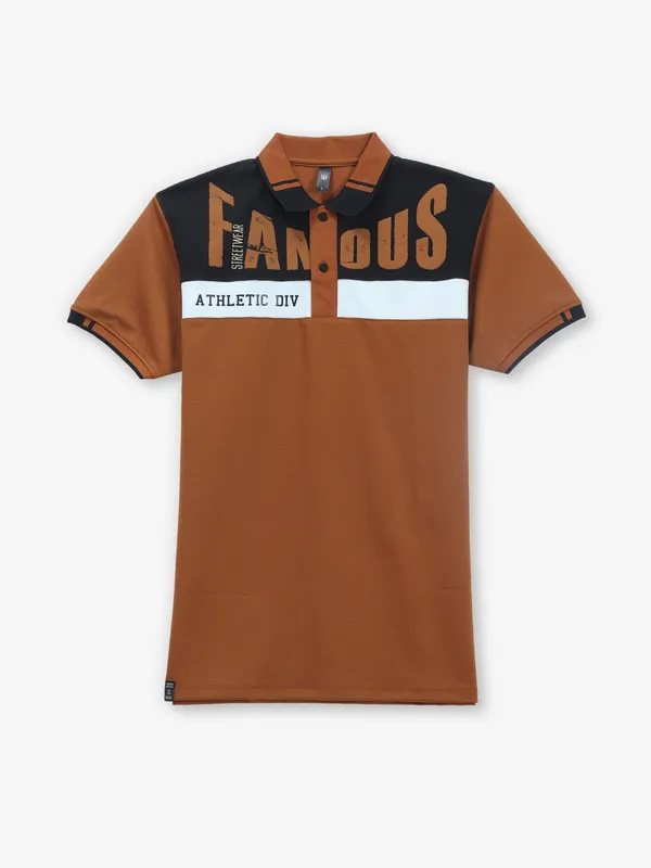 GS78 brown cotton polo t-shirt