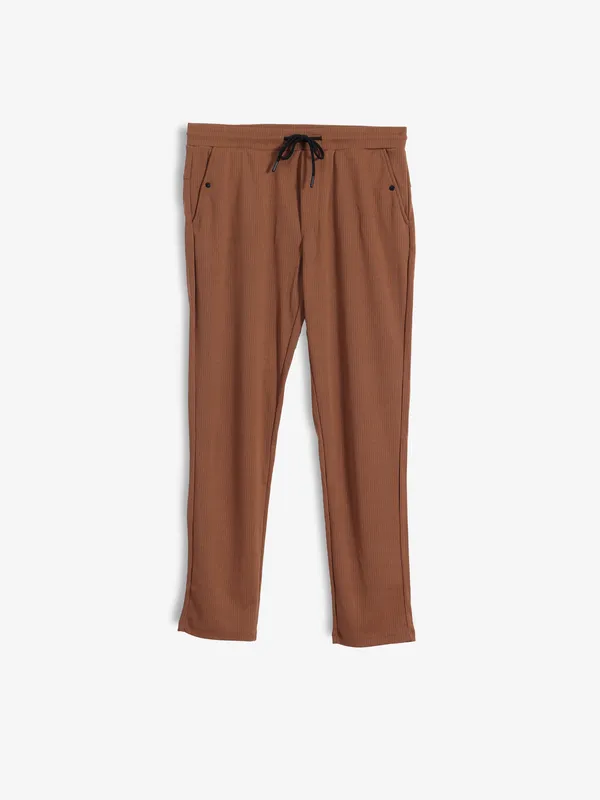 GS78 brown solid cotton track pant