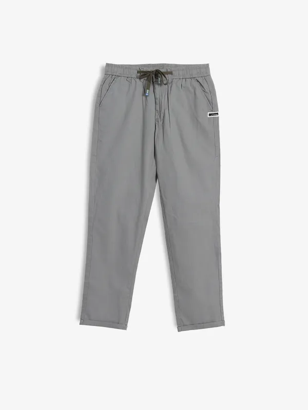 GS78 grey solid cotton track pant