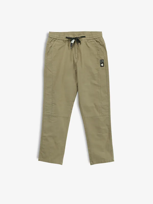 GS78 khaki cotton solid track pant