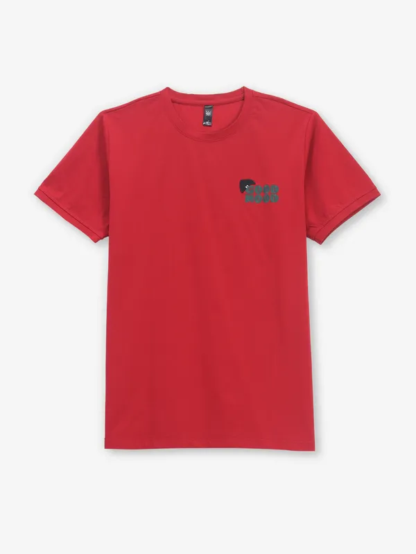 GS78 maroon printed cotton t-shirt