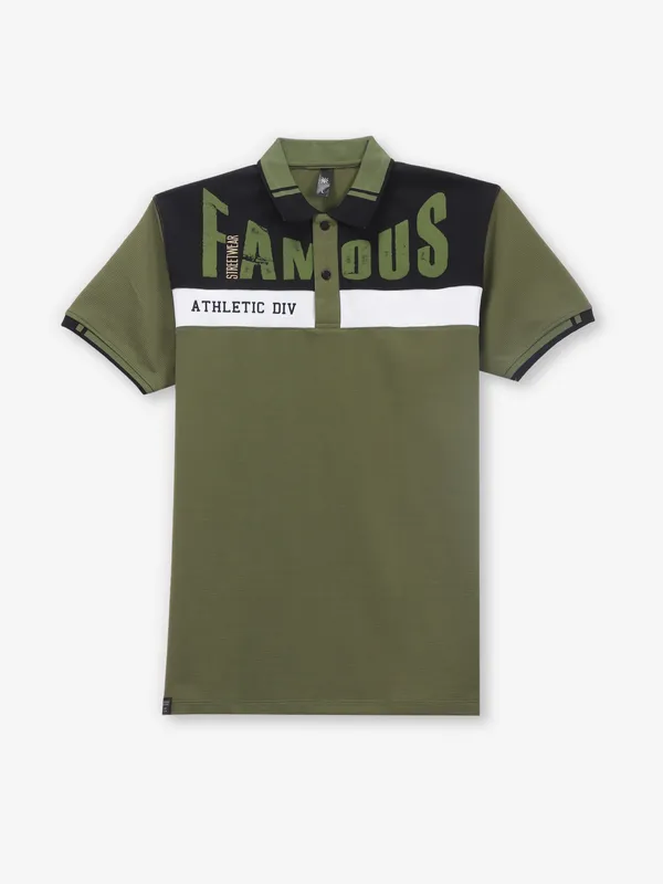 GS78 olive printed cotton t-shirt