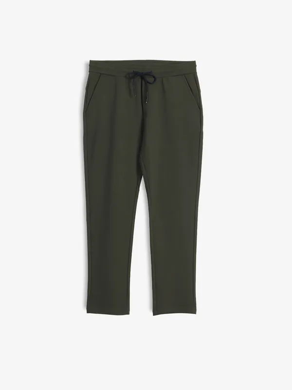 GS78 olive solid cotton track pant