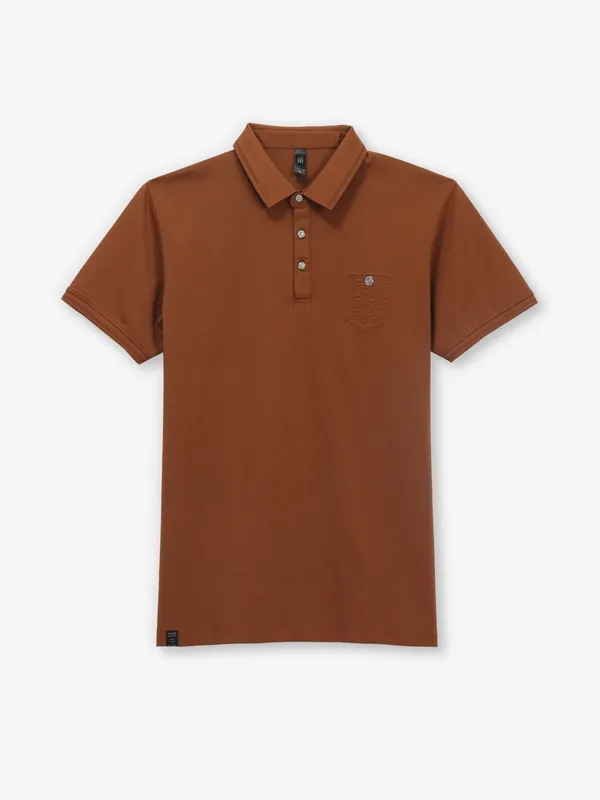 GS78 plain brown cotton polo t-shirt