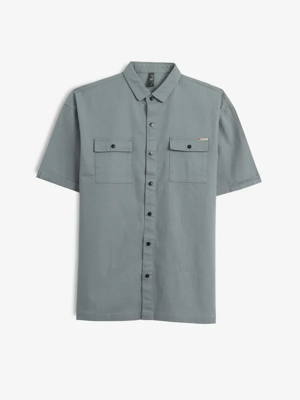 GS78 plain grey cotton casual shirt