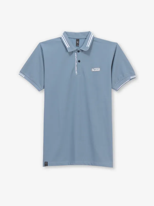 GS78 plain light blue cotton polo t-shirt