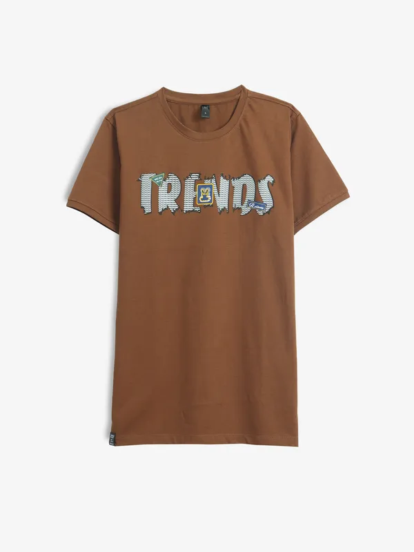 GS78 printed brown cotton t-shirt