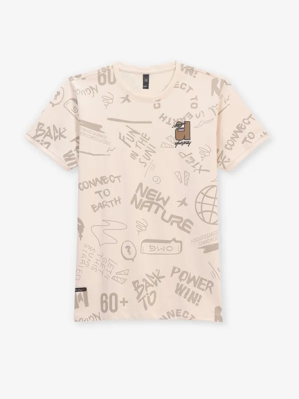 GS78 printed cotton t-shirt in cream