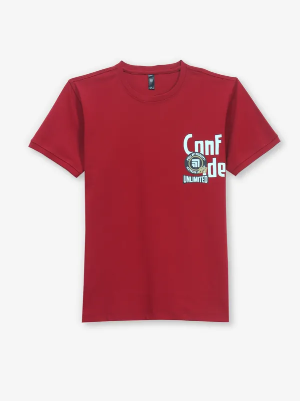 GS78 printed maroon cotton t-shirt