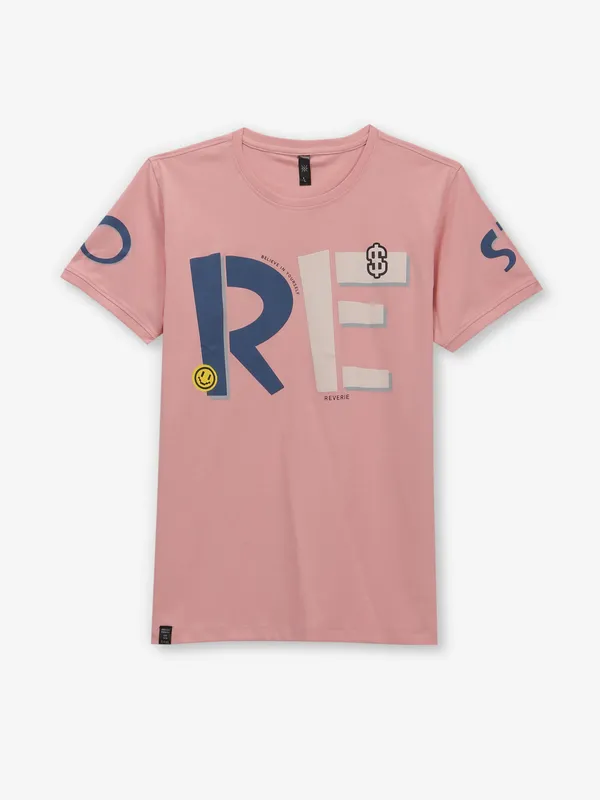 GS78 printed pink cotton t-shirt