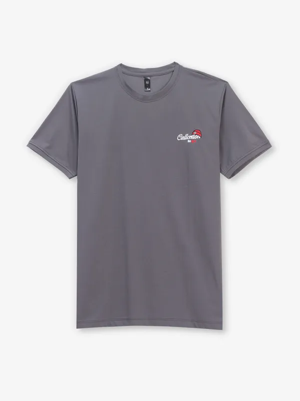 GS78 printed slim fit grey cotton t-shirt